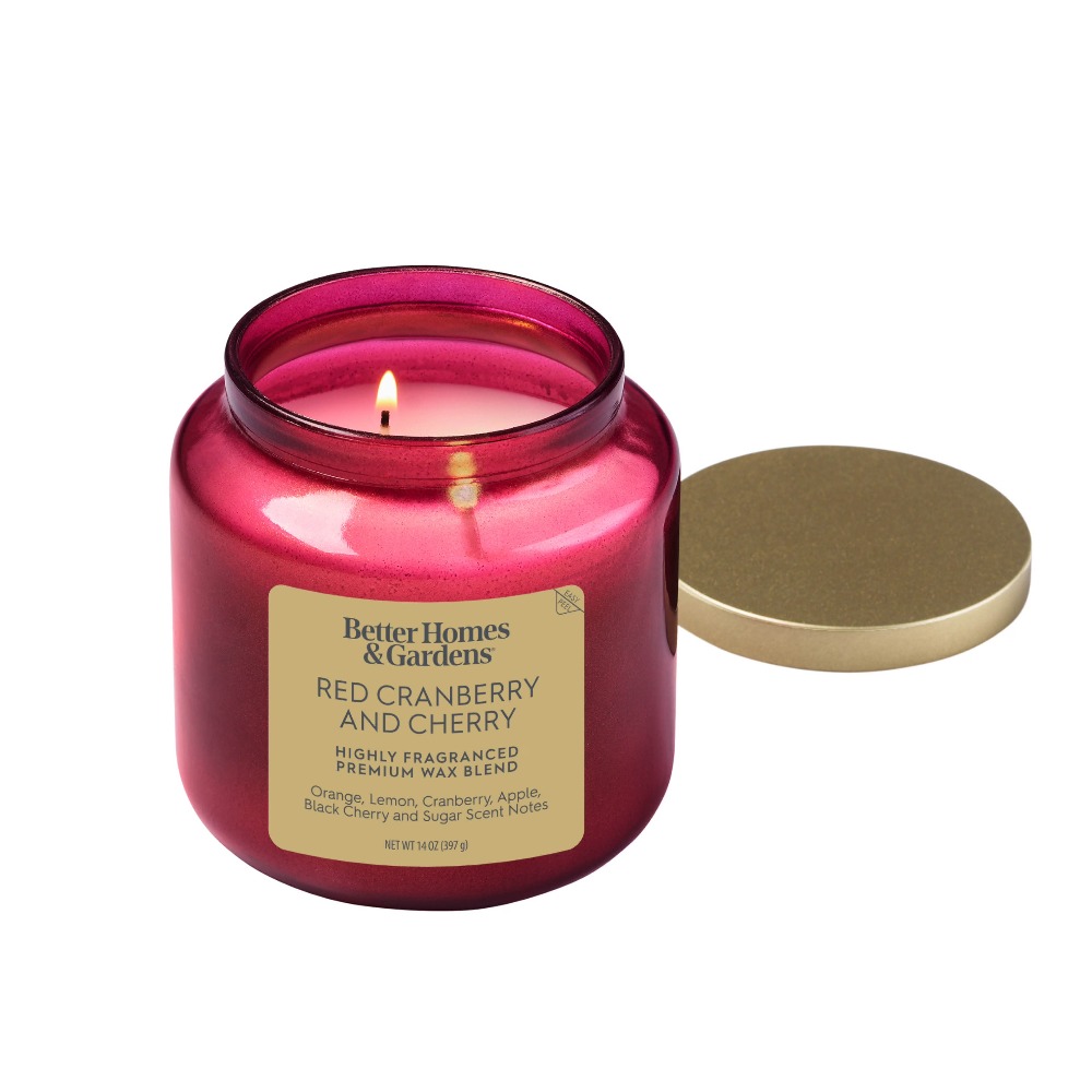 Home Fragrance Candles - Red Glass Jar Candle with Gold